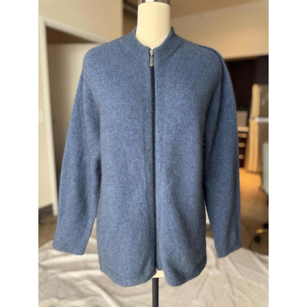 Merino Possum XL Sweater Womens Cardigan Full Zip Blue